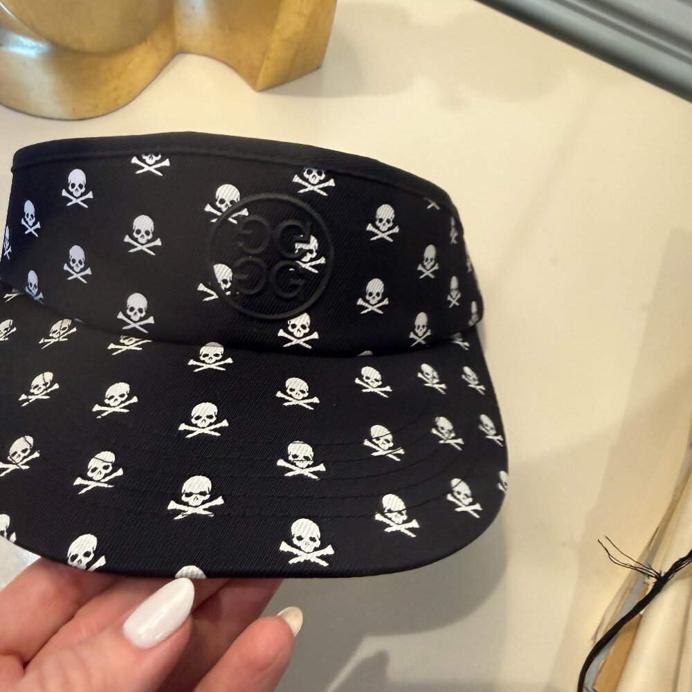 G/Fore Visor Black / White Skulls  Crossbones One Size Adjustable Strap